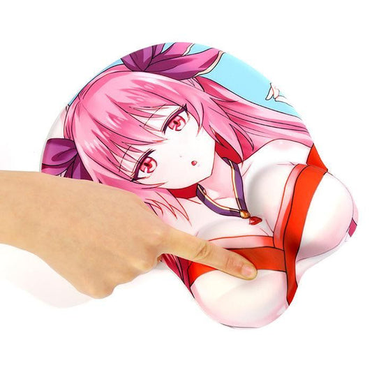 Individuelle 3D-Anime-Mauspad mit Handgelenkstütze mit pinkhaariger Figur und ergonomischem Design